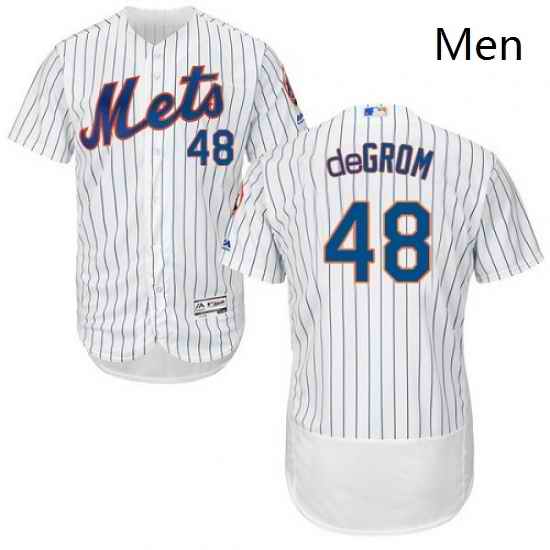 Mens Majestic New York Mets 48 Jacob deGrom White Home Flex Base Authentic Collection MLB Jersey